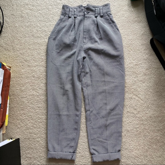 VINTAGE HOUNDSTOOTH PLEATED TROUSERS - Picture 1 of 15